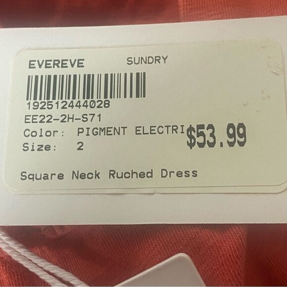 Sundry for Evereve Square Neck Ruched Sleeveless Dress New W/Tags Size 2 - Picture 4 of 12